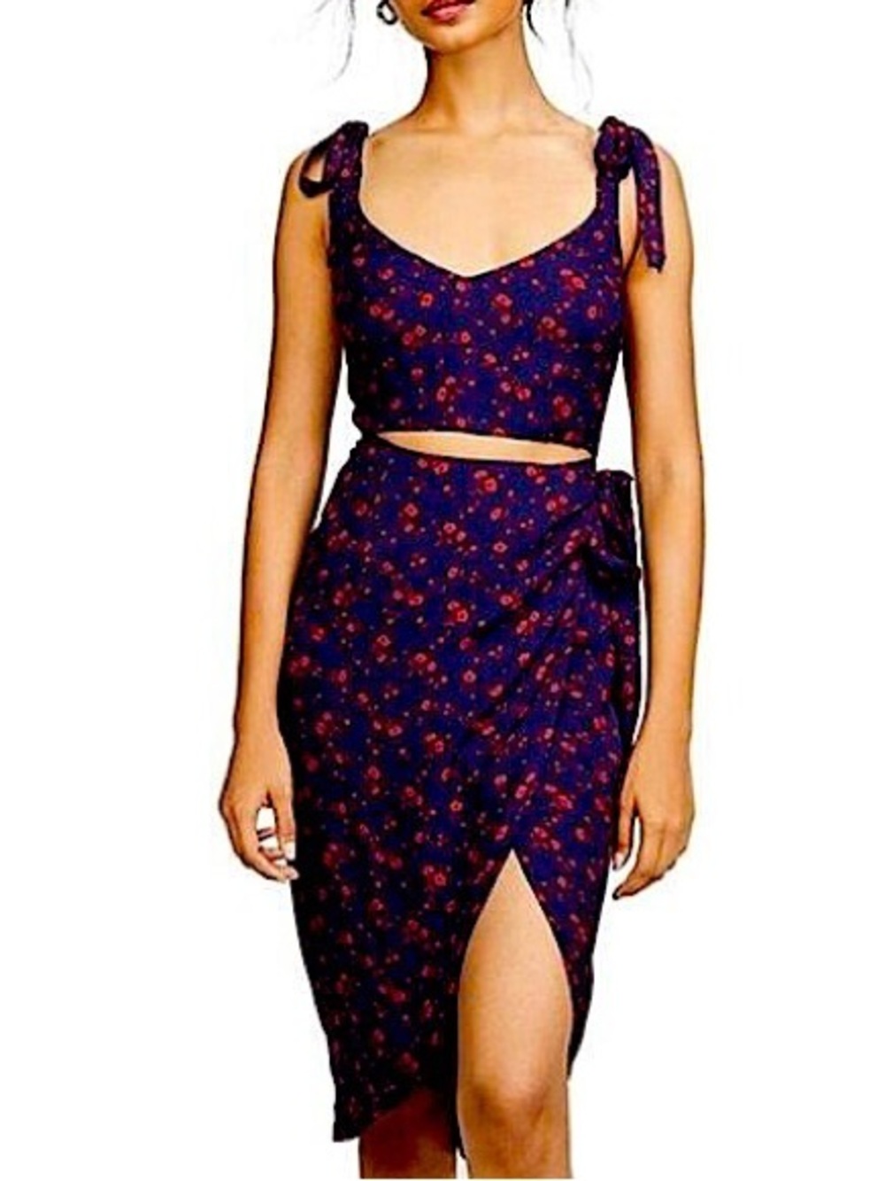 NWT Reformation Belinda  Tie-Waist Midi cutout dress. Sz 8